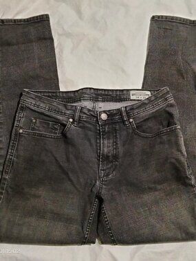 Buffalo David Bitton Jackson Straight Stretch Jeans Mens 34x34 Grey Black Wash